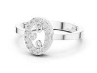 Swirl Medallion Bezel Dot Ring - White Gold
