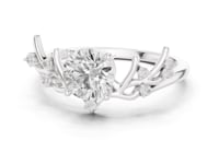 Round Vine Branch Ring - White Gold