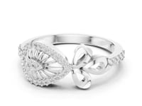 Teardrop Fan Bow Pave Ring - White Gold