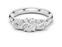 Round Three Stone Trellis Ring - White Gold
