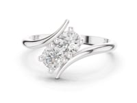 Round Two-Stone Bypass Ring - White Gold