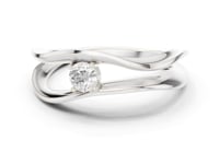 Round Solitaire Twist Ring - White Gold