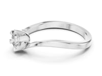 Round Solitaire Crown Bypass Ring - White Gold