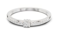 Round Solitaire Diamond Accent Band Ring - White Gold