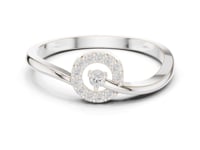 Round Diamond Open Circle Swirl Ring - White Gold