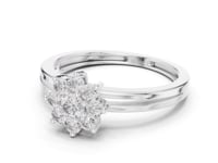 Round Floret Crown Ring - White Gold