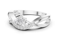 Round Diamond Pave Sash Crossover Ring - White Gold