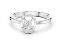 Round Diamond Open Halo Petite Ring - White Gold