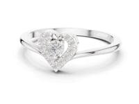 Round Diamond Heart Halo Ring - White Gold