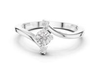 Round Diamond Three-Stone Bypass Ring - White Gold