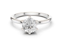 Round Classic Six Prong Solitaire Ring - White Gold