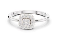 Round Cluster Cushion Frame Ring - White Gold
