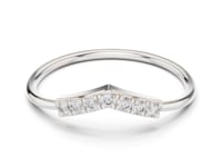 Round Chevron Crest Ring - White Gold