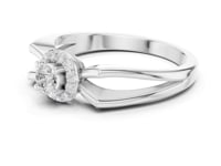 Petite Round Halo Split Shank Ring - White Gold