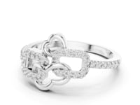 Rose Outline Pave Ring - White Gold