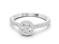 Petite Round Halo Pave Ring - White Gold