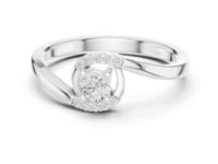 Petite Round Diamond Swirl Wrap Ring - White Gold