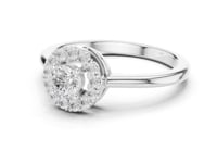 Petite Round Scalloped Halo Ring - White Gold