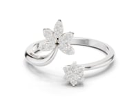 Petal and Floret Open Ring - White Gold