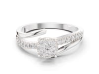 Petite Diamond Cluster Twist-Shank Ring - White Gold