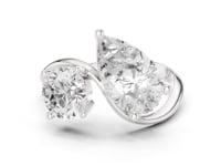 Pear and Round Twist Toi et Moi Ring - White Gold