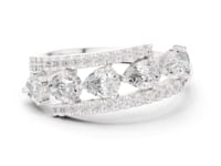 Pear and Pave Open Band Ring - White Gold