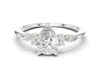 Pear Side Cluster Trellis Ring - White Gold