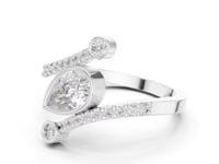 Pear Bezel Duo Open Ring - White Gold