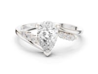 Pear Diamond Sweep Accent Ring - White Gold