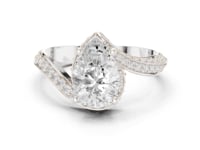 Pear Twist Pave Cocoon Ring - White Gold