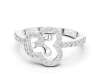 Pave Swan Curl Ring - White Gold
