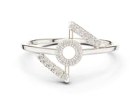 Pave Ribbon Fold Ring - White Gold