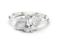 Oval and Pear Three Stone Ring - White Gold
