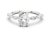 Oval Marquise Station Ring - White Gold