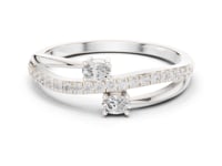 Oval Duo Twist Pave Ring - White Gold