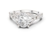Oval Petal Shoulder Solitaire Ring - White Gold