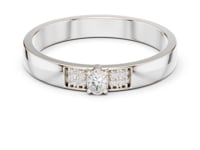 Oval Diamond Pave Accent Band Ring - White Gold
