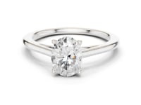 Oval Cathedral Solitaire Ring - White Gold