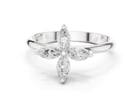 Marquise Petal Flower Ring - White Gold