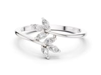 Marquise Petal Spray Ring - White Gold