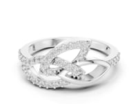 Leaf Loop Pave Ring - White Gold