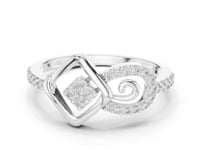 Kite Scroll Pave Ring - White Gold