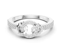 Interlocking Circle Twist Band Ring - White Gold
