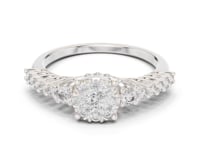 Graduated Diamond Cluster Crown Ring - White Gold