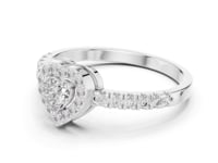Heart Diamond Halo Pave Ring - White Gold