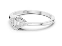 Emerald Side Cluster Solo Ring - White Gold
