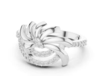 Floral Pinwheel Pave Ring - White Gold