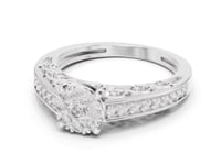 Filigree Scroll Diamond Cluster Ring - White Gold