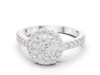 Dome Double-Halo Diamond Cluster Ring - White Gold