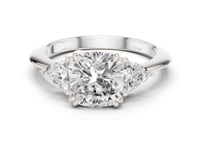 Cushion and Trillion Three-Stone Ring - White Gold